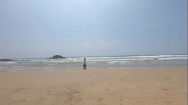 Walking nude freely & having fun on public nudist beach