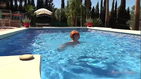 AuntJudys - Busty Mature Redhead Melanie goes for a swim