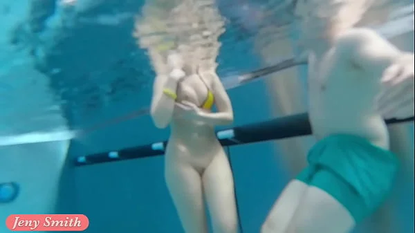 Jeny Smith bottomless in Spa. Naked underwater, nude swimming