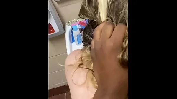 Cute girl gets bent over public bathroom sink