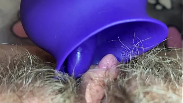 Extreme closeup big clit licking toy orgasm hairy pussy