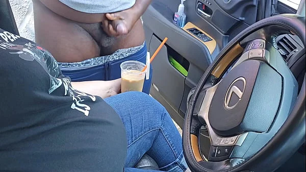 I Asked A Stranger On The Side Of The Street To Jerk Off And Cum In My Ice Coffee (Public Masturbation) Outdoor Car Sex