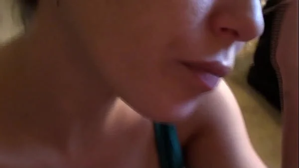 Clothed POV blowjob, I get on my knees and give head with my shirt still on, some nipples popping out