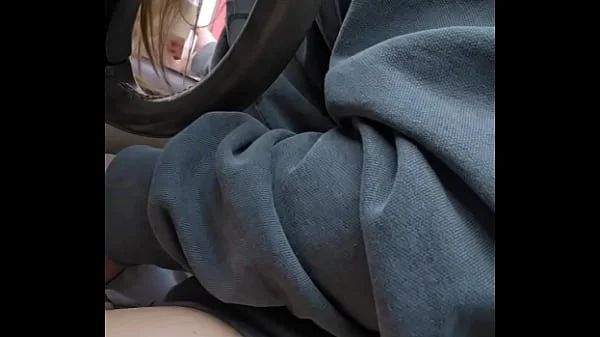 Horny Big Titted Slut with a Bush Squirt Cums in her Car in the Drive Thru at In and Out