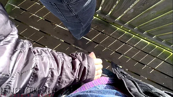 risky public outdoor quickie with girl in jeans ends with cum on floor, projectfundiary