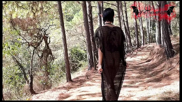 gothic elf, masturbating in the forest
