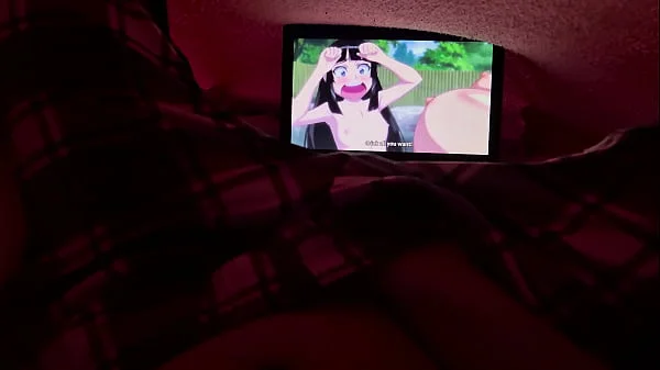 Girl masturbates while watching uncensored lesbian Hentai before bed.