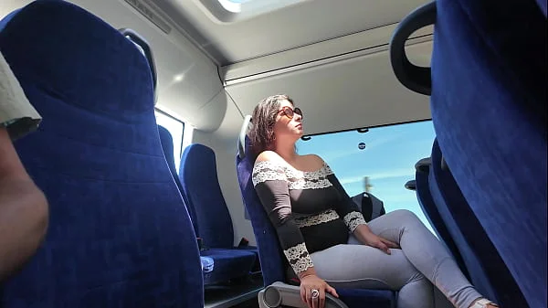 Exhibitionist seduces MILF to Suck & Jerk his Dick in Bus until He Cums