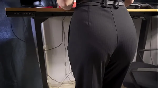 Amateur Secretary In Office Trousers Teases Her Visible Panty Line