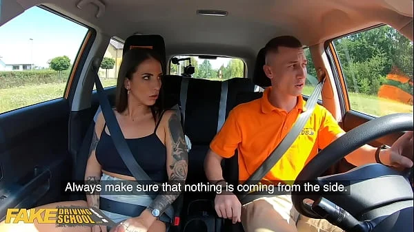 Fake Driving School Spanish Babe Medusa has Lesson Hijacked by FakeTaxi driver