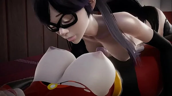 Incredibles - Double Futa - Violet Parr gets creampied by Helen - 3D Porn