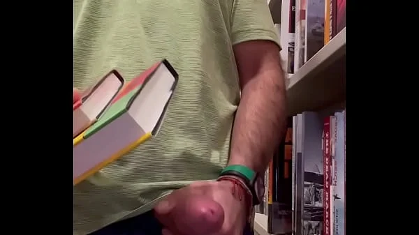 Jerking off at the bookstore. Public masturbation