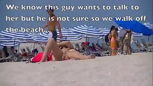 Exhibitionist Wife 69 - Lana goes TOPLESS with 38DD TITS and PUSSY FLASHING on a PUBLIC BEACH while chatting on the phone with her husband!