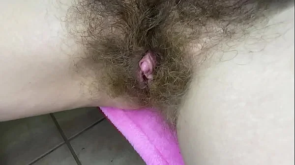 Nasty Hairy Pussy Huge erected Clitoris wet close up masturbation