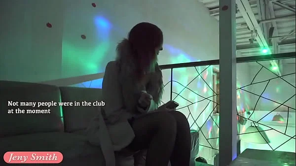 Jeny Smith teasing a stranger. Then he strokes her in a Night Club