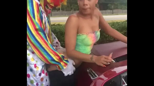 Gibby The Clown fucks Jasamine Banks outside in broad daylight