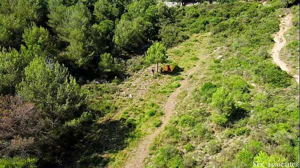 Drone catches young couple fucking outdoors