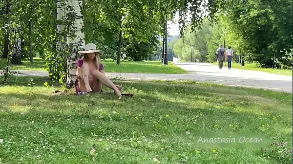 Beautiful girl shines tits walking in public