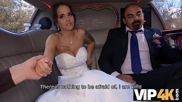 VIP4K. Bride permits husband to watch her having ass scored in limo